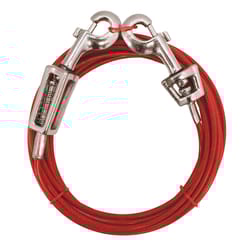 PDQ Red Tie-Out with Spring Vinyl Coated Cable Dog Tie Out Large