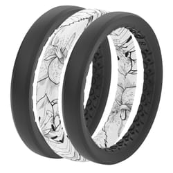 Groove Life Women's Thin Round Gray/White Wedding Band Elastomer/Silicone Water Resistant