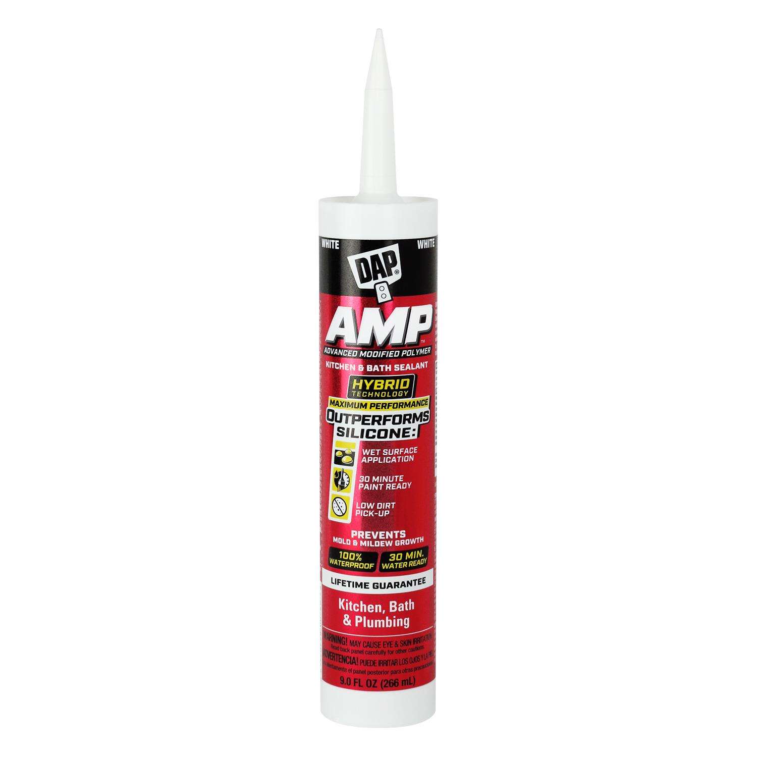 DAP AMP White Polymer Advanced Hybrid Caulk Sealant 9 oz Ace Hardware