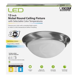 Feit 4.8 in. H X 13 in. W X 13 in. L Brushed Nickel White Ceiling Fixture