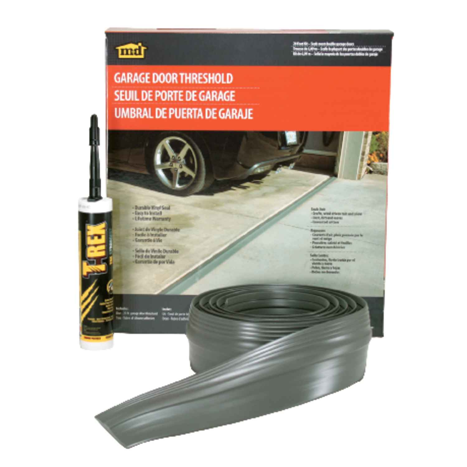 M-D Building Products Gray Vinyl Threshold Insert For Garage Door 20 ft. L x 1/2 in.