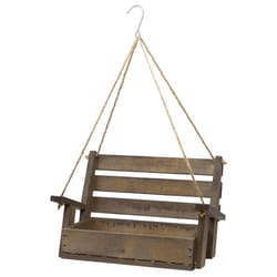 Backyard Essentials Wood Porch Swing Hanging Bird Feeder