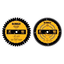 DeWalt 10 in. D X 5/8 in. Carbide Tipped Circular Saw Blade 40/60 teeth 2 pk