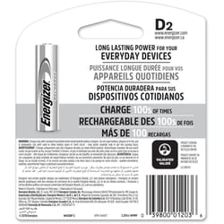 Energizer Recharge NiMH D 1.2 V 2500 mAh Rechargeable Battery NH50BP-2R2 2 pk