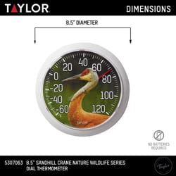 Taylor Crane Dial Thermometer Plastic Multicolored 8.5 in.