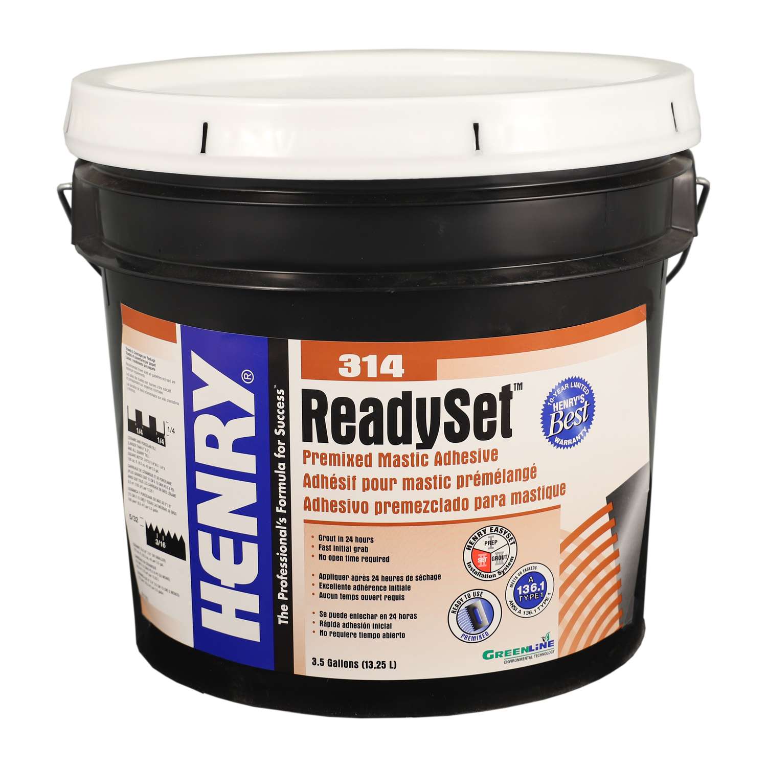 Henry 314 Ready Set High Strength Paste Premixed Mastic Adhesive 3.5