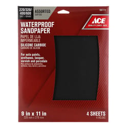 Ace 11 in. L X 9 in. W Assorted Grit Silicon Carbide Sandpaper 4 pk