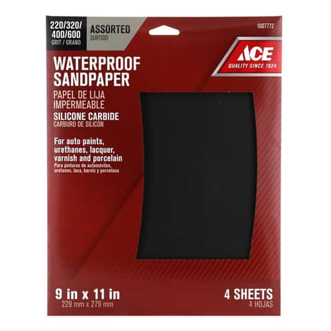 Ace 11 in. L X 9 in. W Assorted Grit Silicon Carbide Sandpaper 4 pk - Ace  Hardware