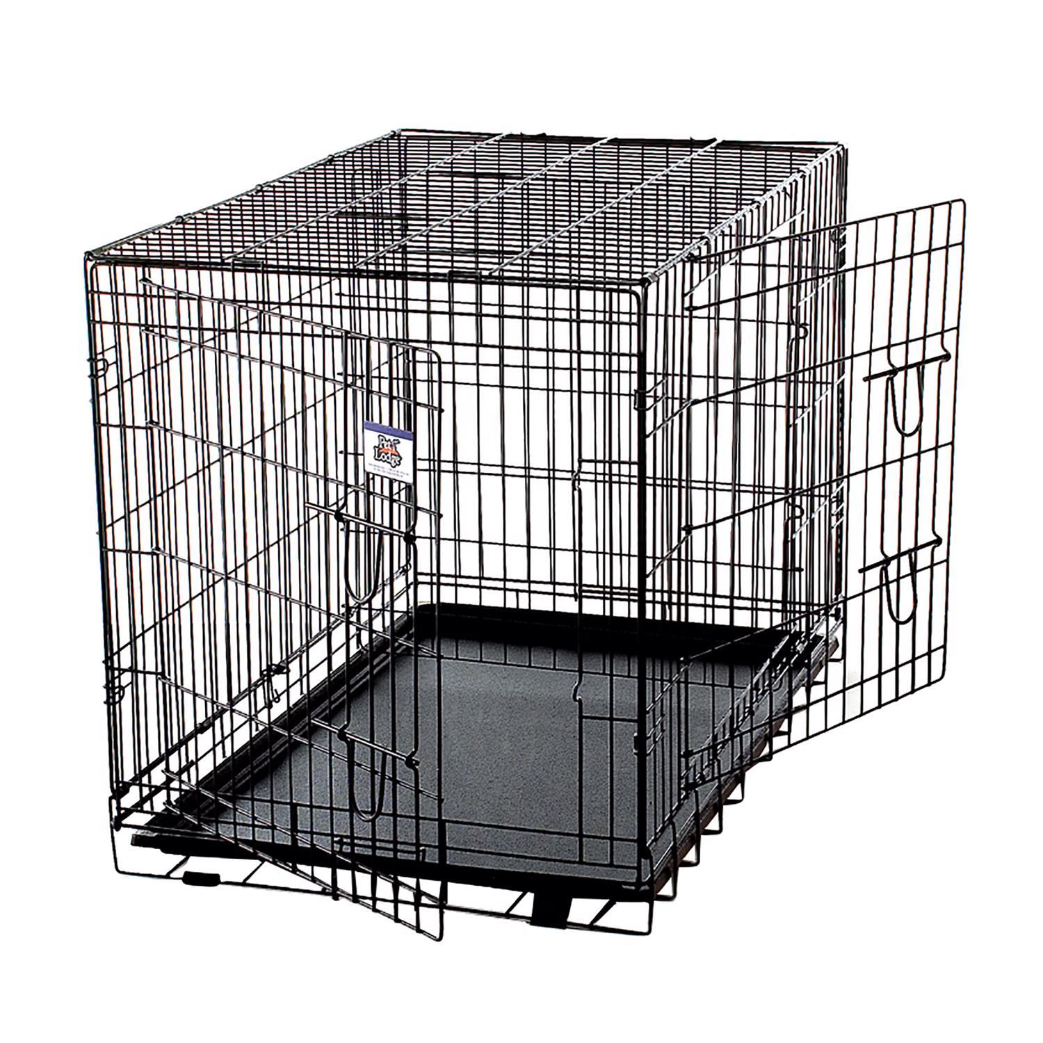 Pet Lodge Large Metal Double Door Dog Crate Black 27 in. H X