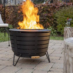 TIKI 25 in. W Steel Round Wood Fire Pit with Stand
