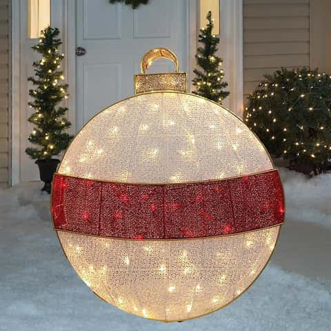 Christmas Porch Decorations: Oversized Ornament DIY (from trash!) - T.  Moore Home Interior Design Studio