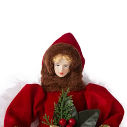 Glitzhome Multicolored Velvet Angel Tree Topper 12 in.