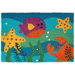Jellybean 20 in. W X 30 in. L Multi-Color Puffer and Crab Polyester Accent Rug