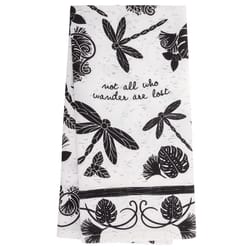 Karma Boho Black and White Cotton Dragonfly Tea Towel 1 pk