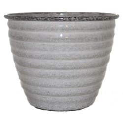 Robert Allen Ironstone Metal Planter Pearl