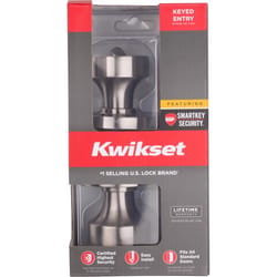 Kwikset SmartKey Pismo Satin Nickel Entry Door Knob KW1 1-3/4 in.