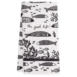 Karma Gifts Boho Black and White Cotton Fish Tea Towel 1 pk