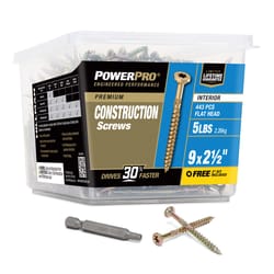 HILLMAN Power Pro No. 9 X 2-1/2 in. L Star Yellow Zinc Coarse Wood Screws 443 pk