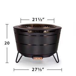 TIKI 27.2 in. W Steel Round Wood Fire Pit with Stand