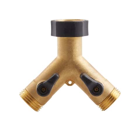 Gilmour 3/4 in. Metal Threaded Male Y-Hose Connector with Shut Offs