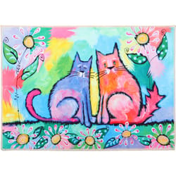 Olivia's Home 22 in. W X 32 in. L Multi-Color Furry Felines Polyester Accent Rug