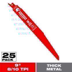 Diablo 9 in. Bi-Metal Thick Metal Reciprocating Saw Blade 8/10 TPI 25 pk