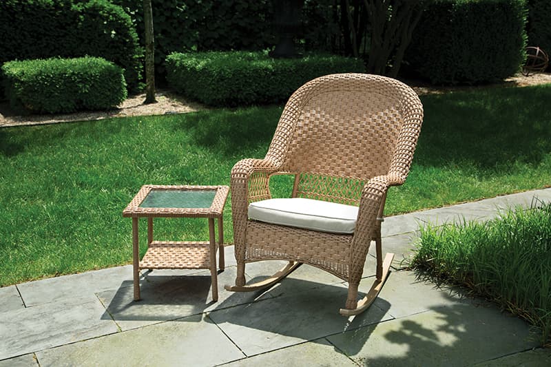 Living Accents Prescott Brown Steel Frame Rocking Chair Beige Mfr 65 517180RK Ace Hardware