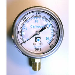 Campbell Stainless Steel 1/4 in. Liquid Filled Pressure Guage