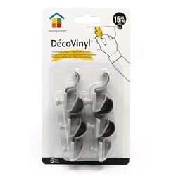 Under The Roof Decorating DecoVinyl White Hanging Hooks 15 lb 6 pc