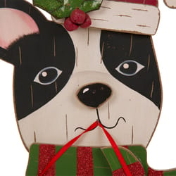 Glitzhome Black Christmas Dog Figurine 16 in.