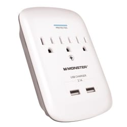 Monster Just Power It Up 0 ft. L 3 outlets Wall Tap Surge Protector White 1200 J