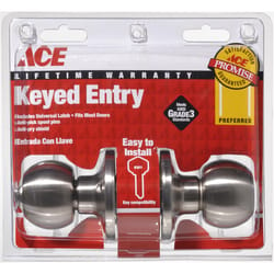 Ace Ball Satin Nickel Entry Door Knob 1-3/4 in.