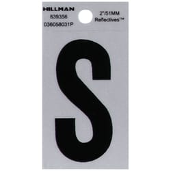 Hillman 2 in. Reflective Black Vinyl  Self-Adhesive Letter S 1 pc