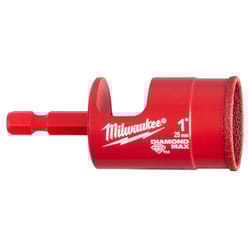 Milwaukee Diamond Max 1 in. Diamond Grit Glass/Porcelain/Tile/Stone 3 in. L X 1/4 in. D Hole Saw