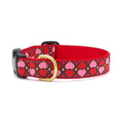 Up Country Red All Hearts Nylon Dog Collar Small