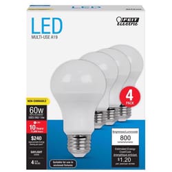 Feit A19 E26 (Medium) LED Bulb Daylight 60 Watt Equivalence 4 pk