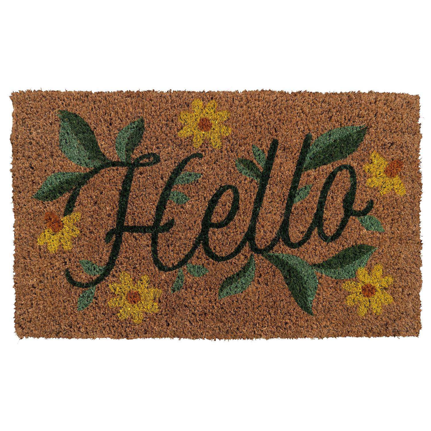 Entryways 18 in. L X 30 in. W Multicolored Hello Coir Door Mat Ace