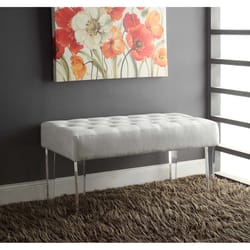 Linon Home Decor White Glitz Fabric Bench