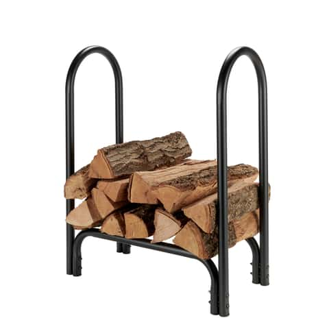 HY C Shelter Black Powder Coated Steel Log Rack