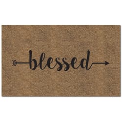 Americo Home Flocked KoKo 18 in. W X 30 in. L Black/Tan Blessed Coir Door Mat