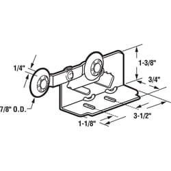 Prime-Line 7/8 in. D X 1/4 in. L Mill Plastic/Steel Roller Assembly 2 pk
