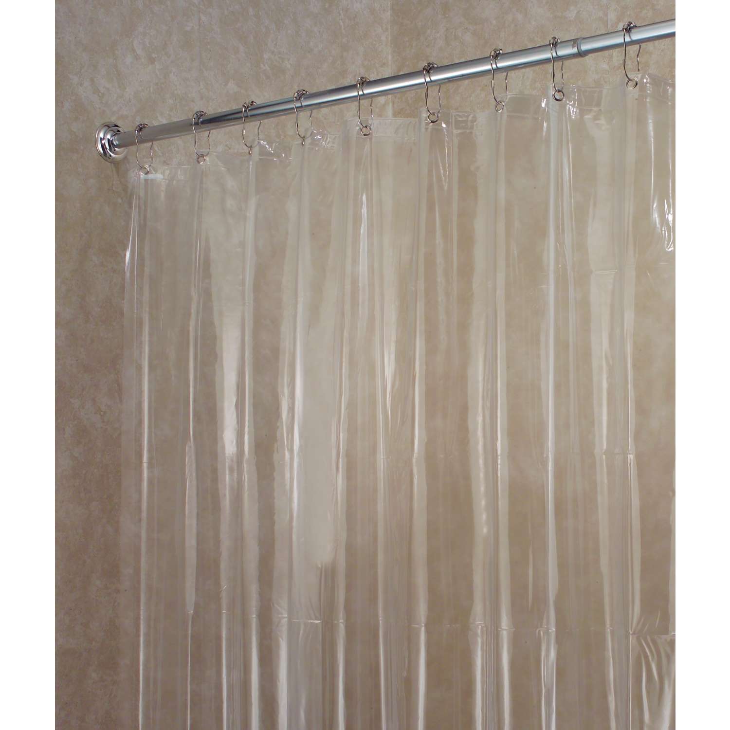 iDesign 72 in. H X 96 in. W Clear Solid Shower Curtain Liner Vinyl ...