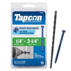 Tapcon 1/4 in. D X 3-1/4 in. L Steel Hex Head Concrete Screw Anchor 75 pk