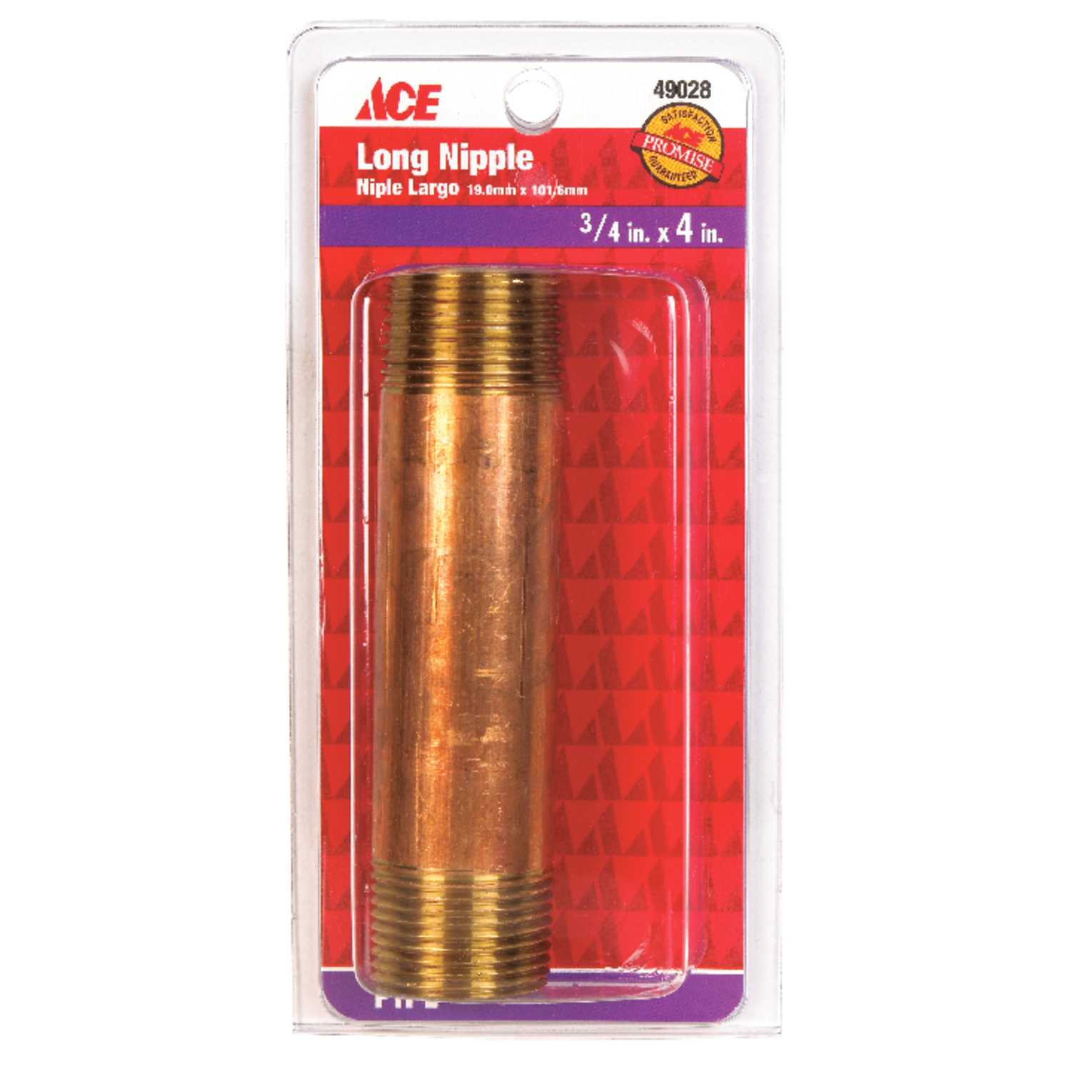Ace 3/4 in. MPT x 3/4 in. Dia. MPT Brass Pipe Nipple - Ace Hardware