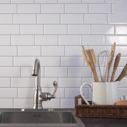 Smart Tiles 8.38 in. W X 11.56 in. L White Mosaic Vinyl Adhesive Wall Tile 4 pc