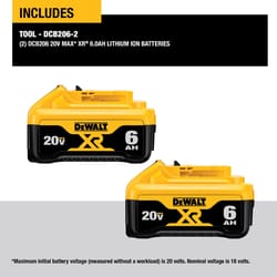 DeWalt 20V MAX DCB206-2 6 Ah Lithium-Ion Battery Combo Pack 2 pc