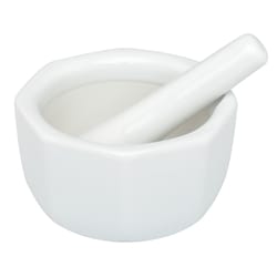 Harold Import White Ceramic Octagonal Mortar and Pestle