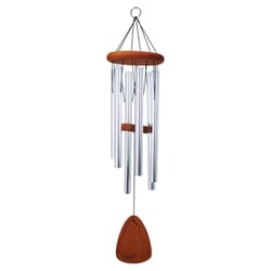 Festival Silver Aluminum/Wood 24 in. Wind Chime