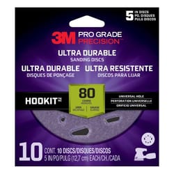 3M Pro Grade Precision 5 in. Aluminum Oxide Hook and Loop Sanding Disc 80 Grit Coarse 10 pk