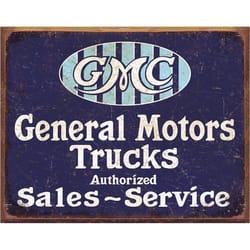 Desperate Enterprises General Motors .125 in. H X 12.5 in. W X 16 in. L Navy/White Metal GMC Trucks
